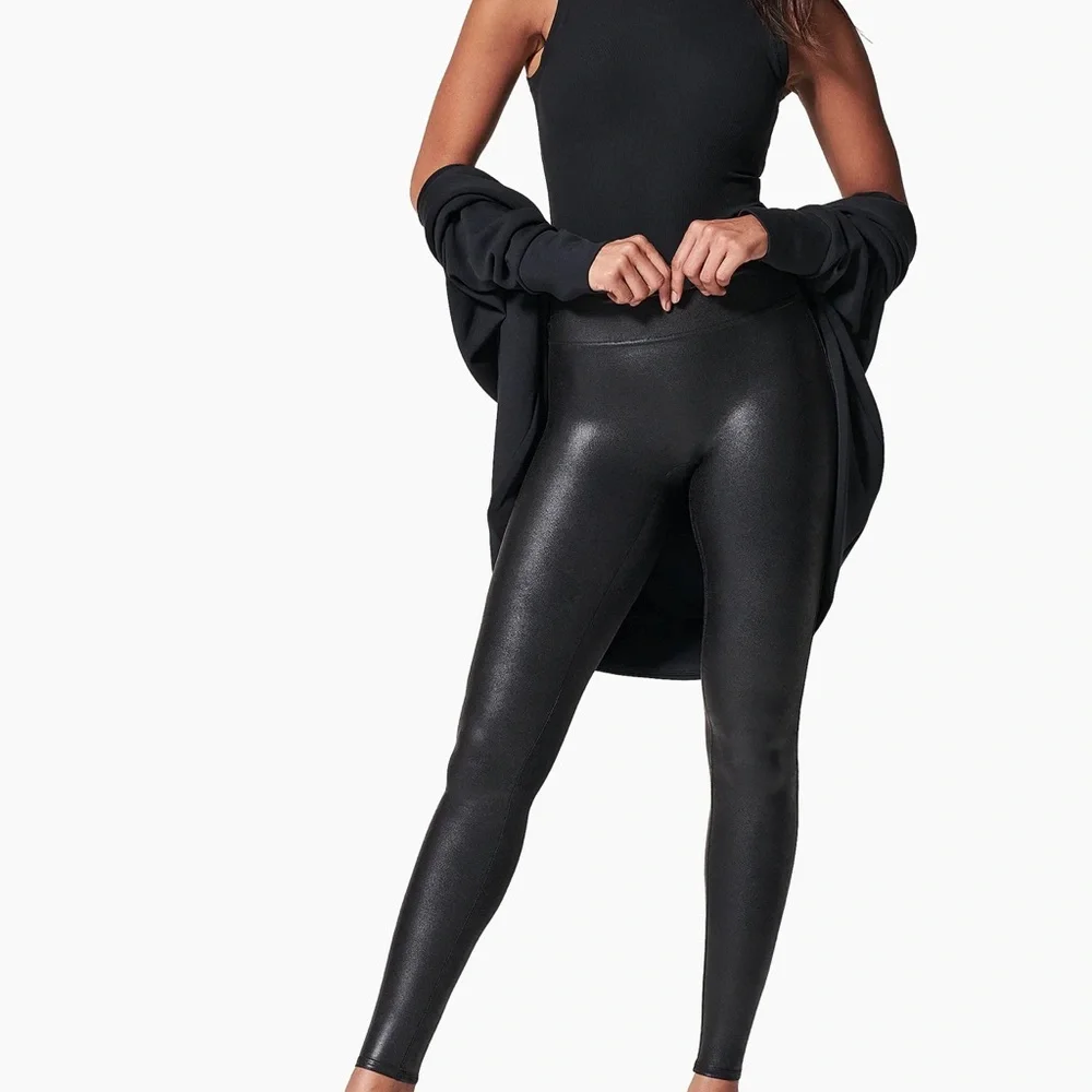 Spanx faux, leather Black Women's Leggings xxl - Picture 2 of 7